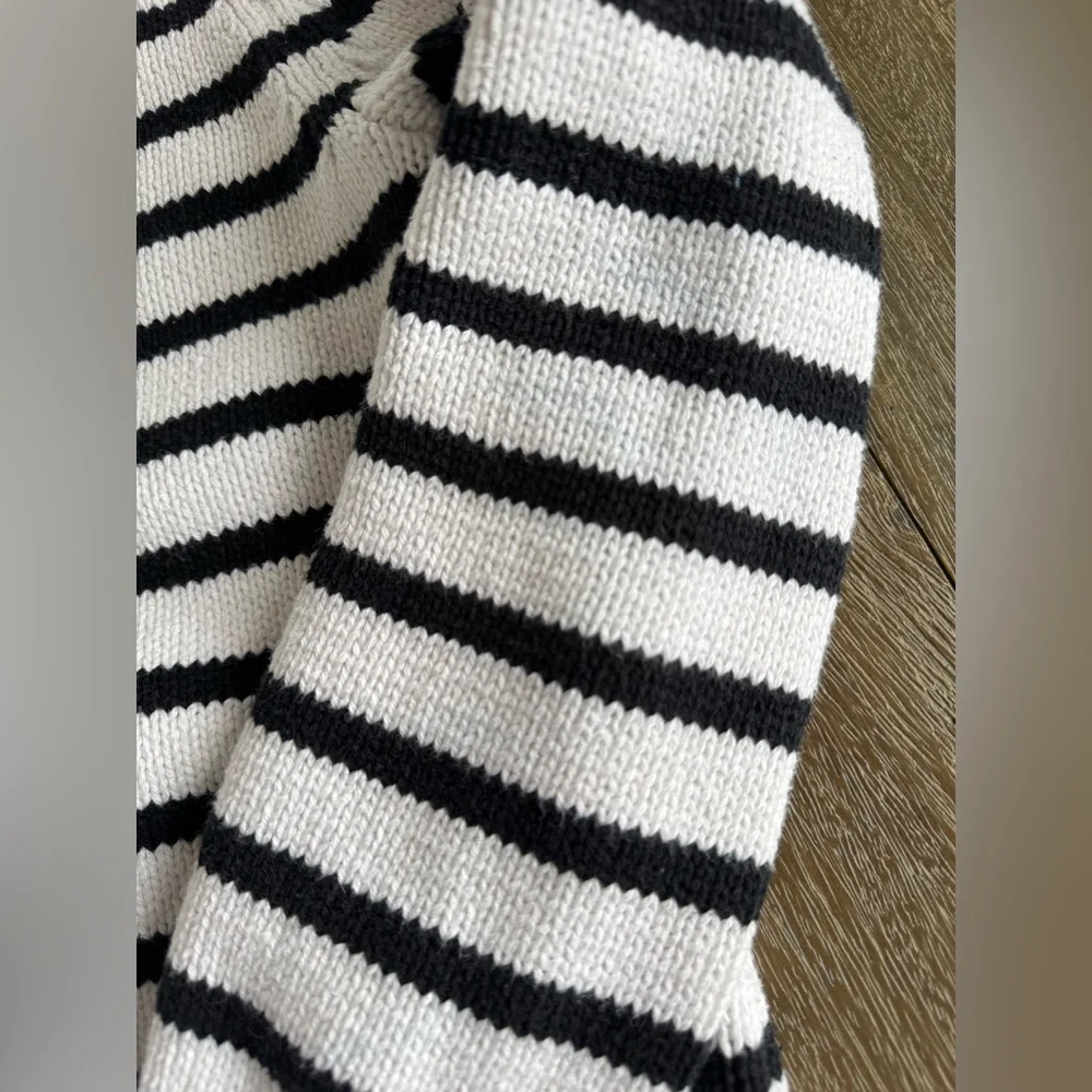 J. Crew Cotton Turtleneck Sweater Black & White Stripe Size XS - Picture 6 of 8